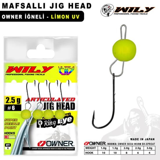 Wily Jig Head Mafsallı Owner İğneli - Limon